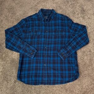 Faded Glory Navy and Royal Blue Plaid Shirt